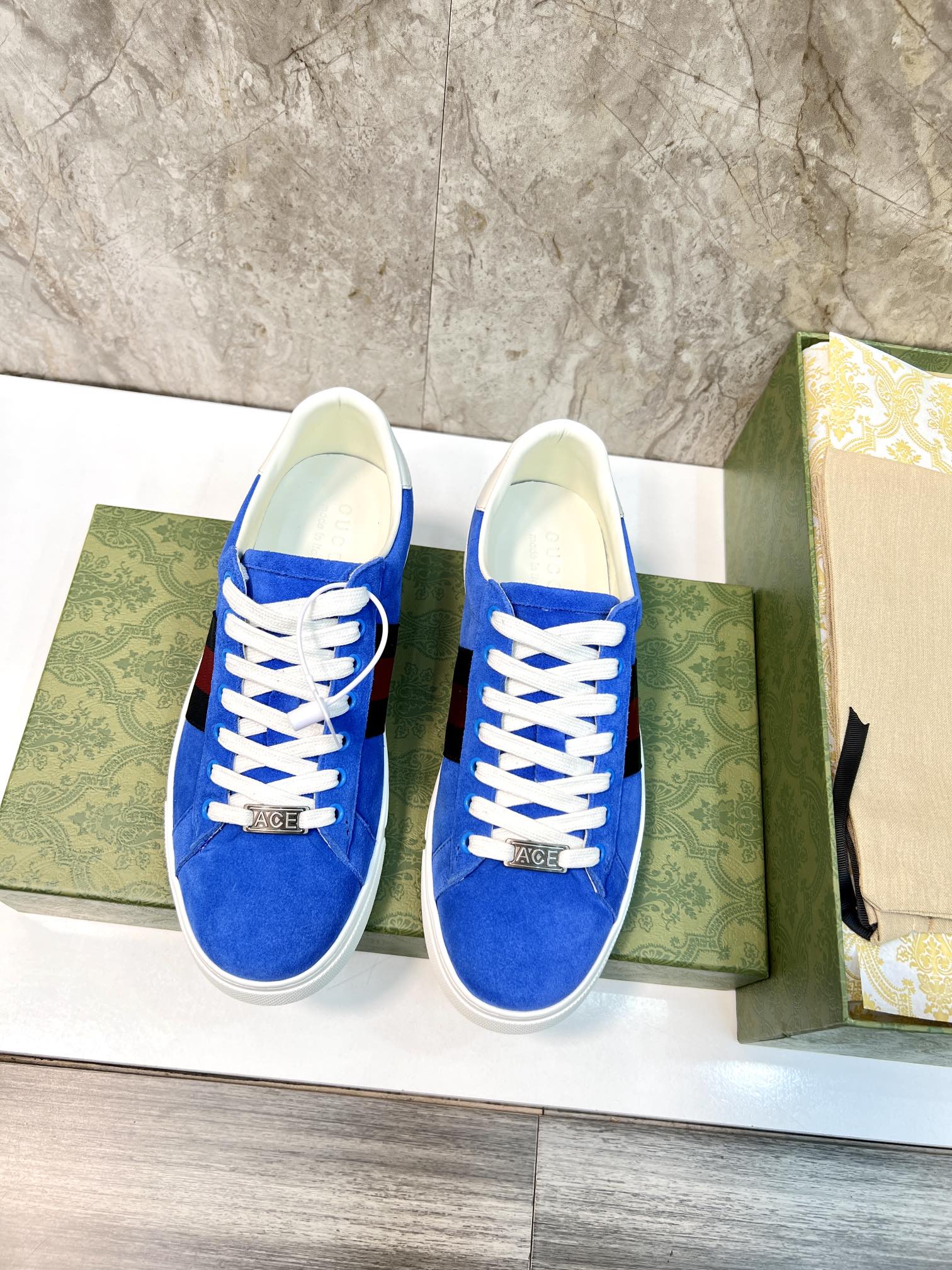 GG Men's ACE Sneaker Blue Suede 525962