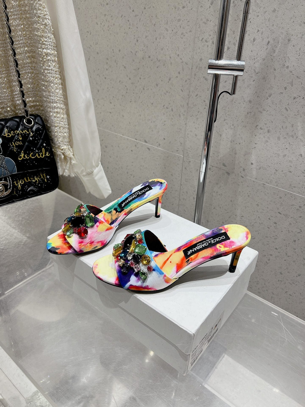 DC Keira Floral Mules 60mm Multicolor Brocade And Sheepskin 359517