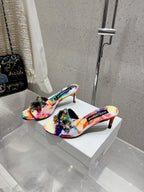 DC Keira Floral Mules 60mm Multicolor Brocade And Sheepskin 359517
