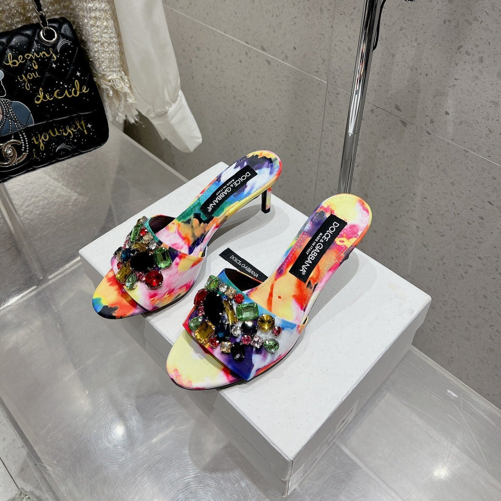 DC Keira Floral Mules 60mm Multicolor Brocade And Sheepskin 359517