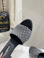 DC Rhinestone Mules 65mm Black Silk & Sheepskin 359514