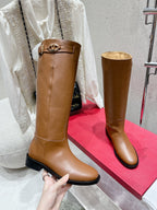 Valentino 2025 Garavani VLogo Boot Brown Calfskin 554161