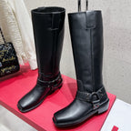 Valentino 2025 Biker High Boot Black Calfskin 554165