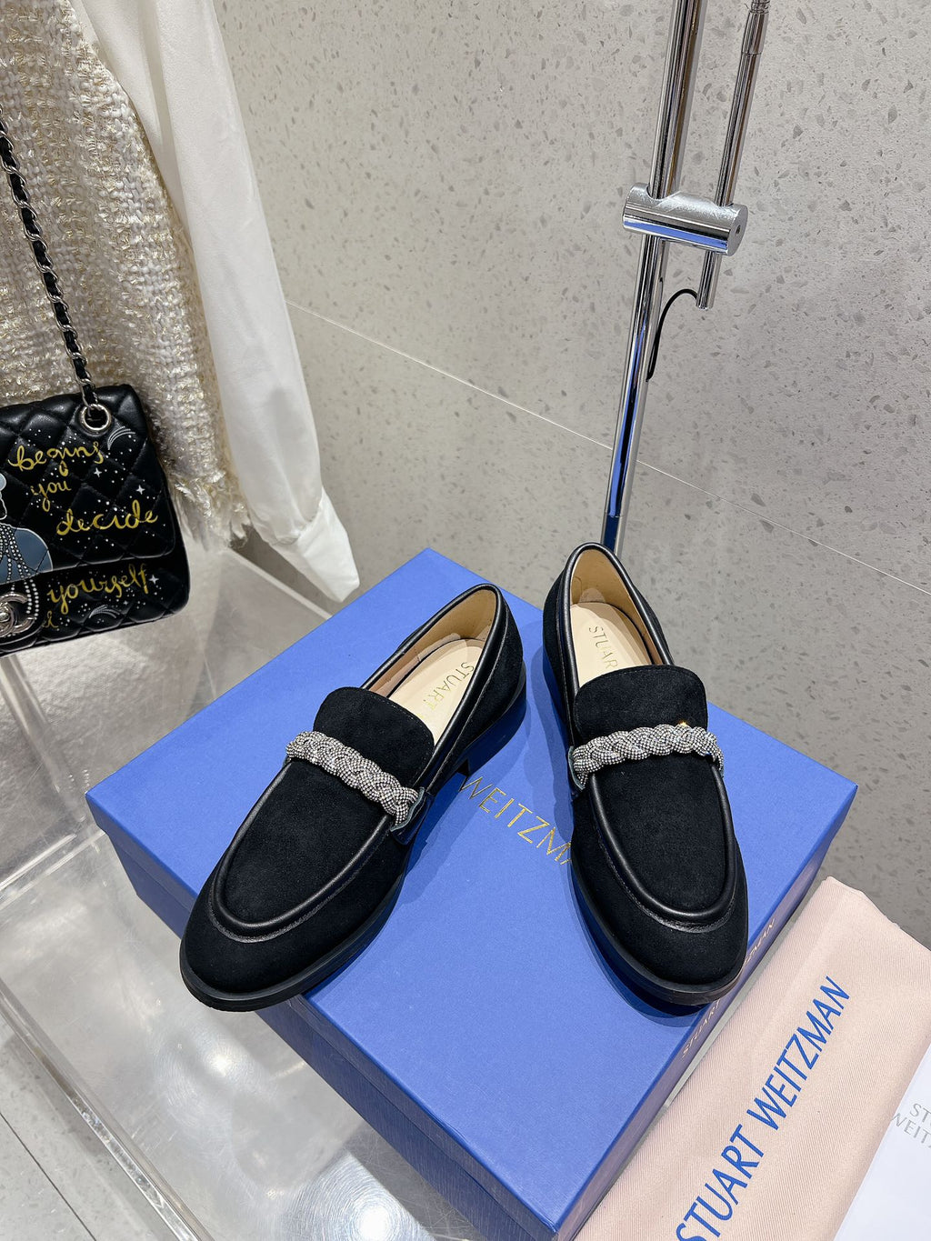 SW Palmer Highshine Loafer With Crystal Black Suede 554368