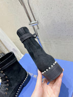 SW Mckenzee Boot with Pearl Chain Black Suede 554360