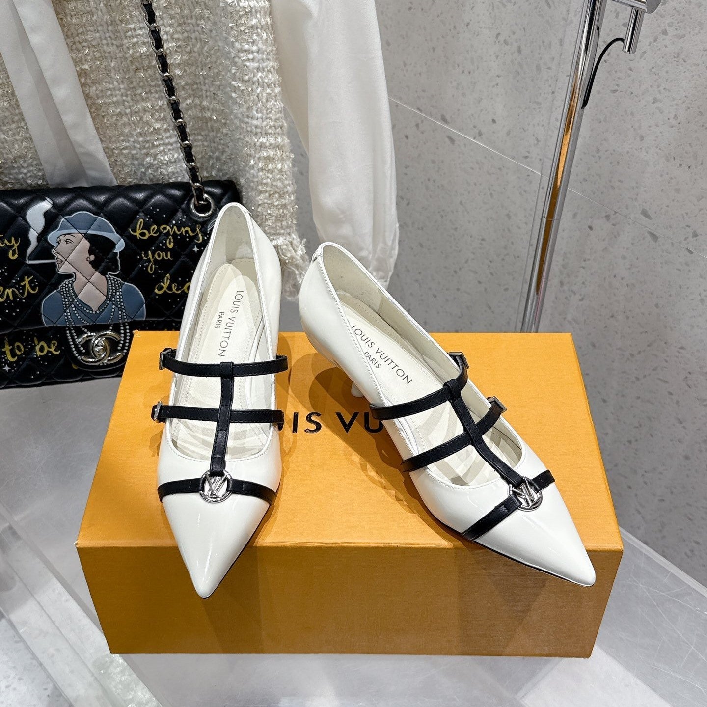 LV 6AM Slingback 4.5cm White Calfskin 610731