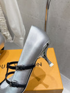 LV 6AM Slingback 4.5cm Sliver Cowhide 610735