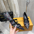 LV 6AM Slingback 4.5cm Black Monogram Cowhide 610736
