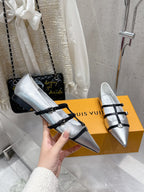 LV 6AM Flat Ballerina Sliver Calfskin 610738