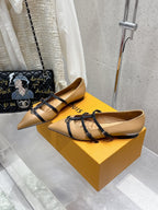 LV 6AM Flat Ballerina Beige Calfskin 610739