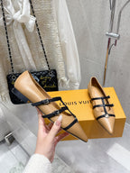 LV 6AM Flat Ballerina Beige Calfskin 610739