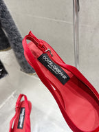DC 25 Bow Slingback Pumps 30mm Red Satin & Sheepskin 359510