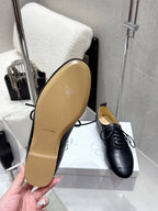 Celine 25 Lise Perforated Triomphe Richelieu Shoe Black Lambskin 554195