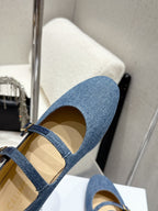 Celine 25 Ballet Flat Leopard Denim Fabric mix Cowhide 554200