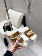 Pra 2025 Sandal Brown White Suede Wool 554329