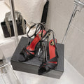 YSL Chandelle Sandals 10.5 Black Red Satin 610694