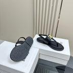 LYMPIA TRIOMPHE THONG IN CALFSKIN BLACK