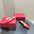 VL Rockstud Wispy Cherry Red Calfskin Mule 20mm