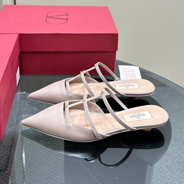 VL Rockstud Soft Pink Calfskin Mule 20mm