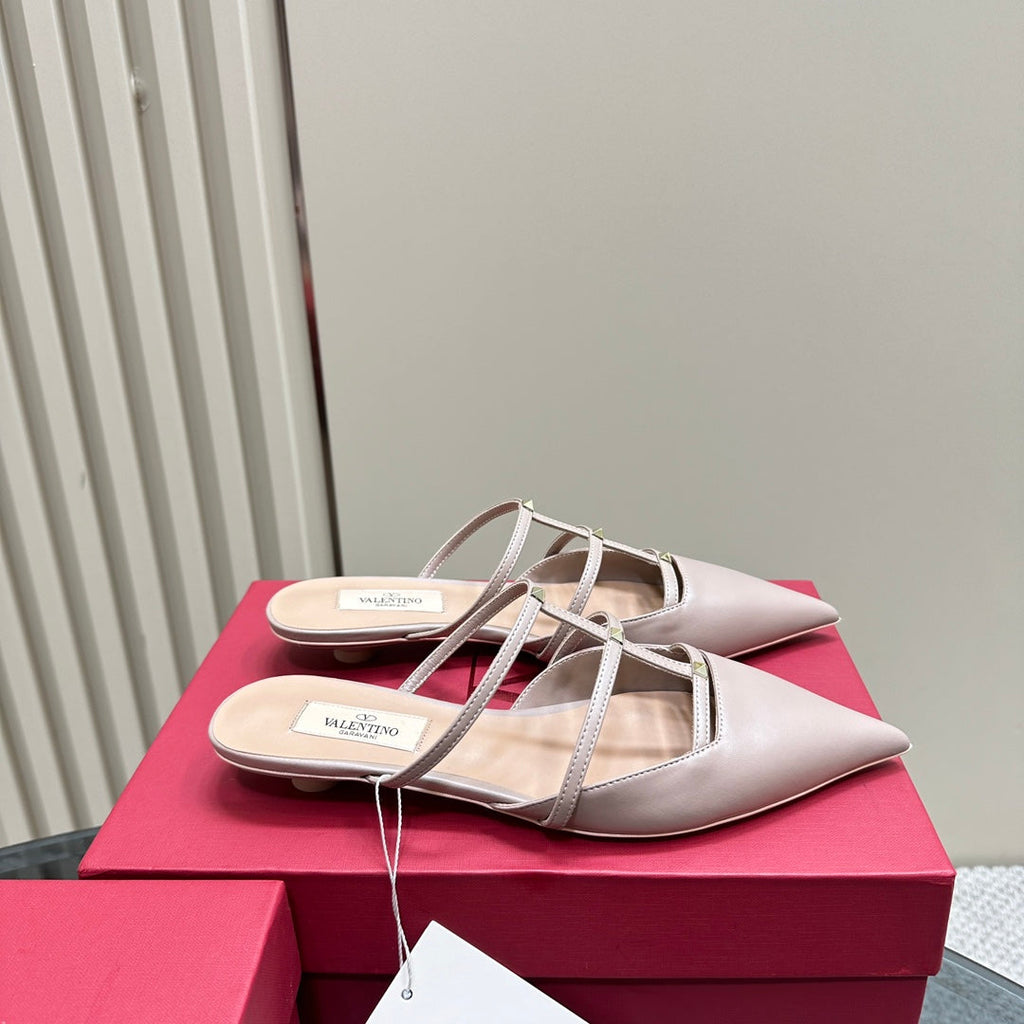 VL Rockstud Soft Pink Calfskin Mule 20mm