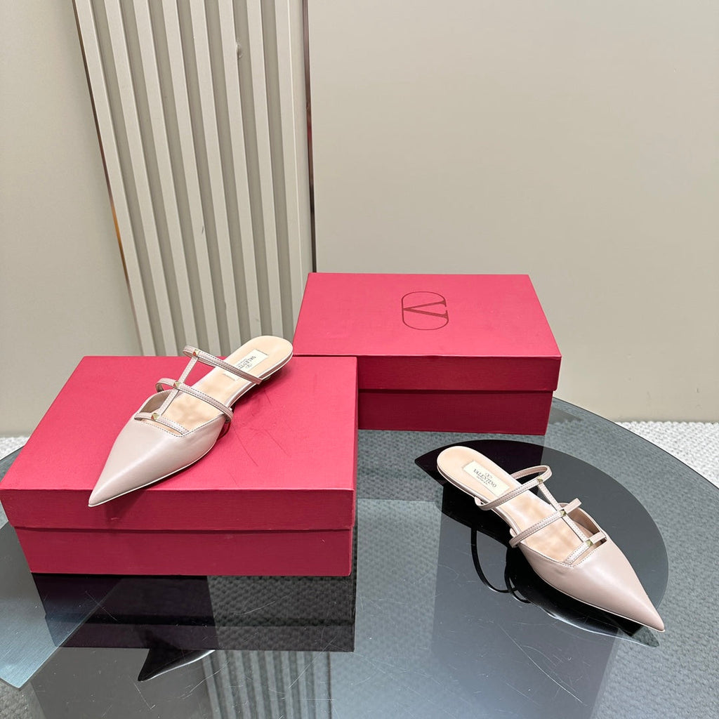 VL Rockstud Soft Pink Calfskin Mule 20mm