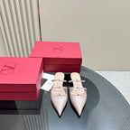 VL Rockstud Soft Pink Calfskin Mule 20mm