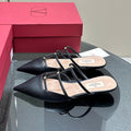 VL Rockstud Wispy Black Calfskin Mule 20mm