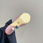 CD Tribales Heeled Slide 80mm Light Pink Lambskin And Studded With Stones