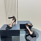 ALAIA HIGH HEEL SANDAL 10 CM IN BLACK SUEDE