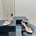 ALAIA HIGH HEEL SANDAL 10 CM IN BEIGE SUEDE