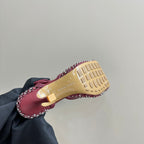 BV Stretch Crystal 9cm Sangria Red Metallize Mesh Leather