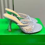 BV 26s High Mule 9cm Sliver Metallize Mesh Leather