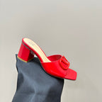 Vogo Signature High Shine Open Toe Sandals In Red Glossy Lambskin  839831
