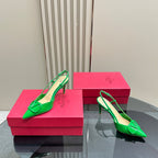 VLOGO SIGNATURUE EMERALD GREEN PATENT LEATHER SLINGBACK PUMP 80MM