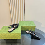 SLINGBACK CROSS STRAP IN BLACK CALFSKIN