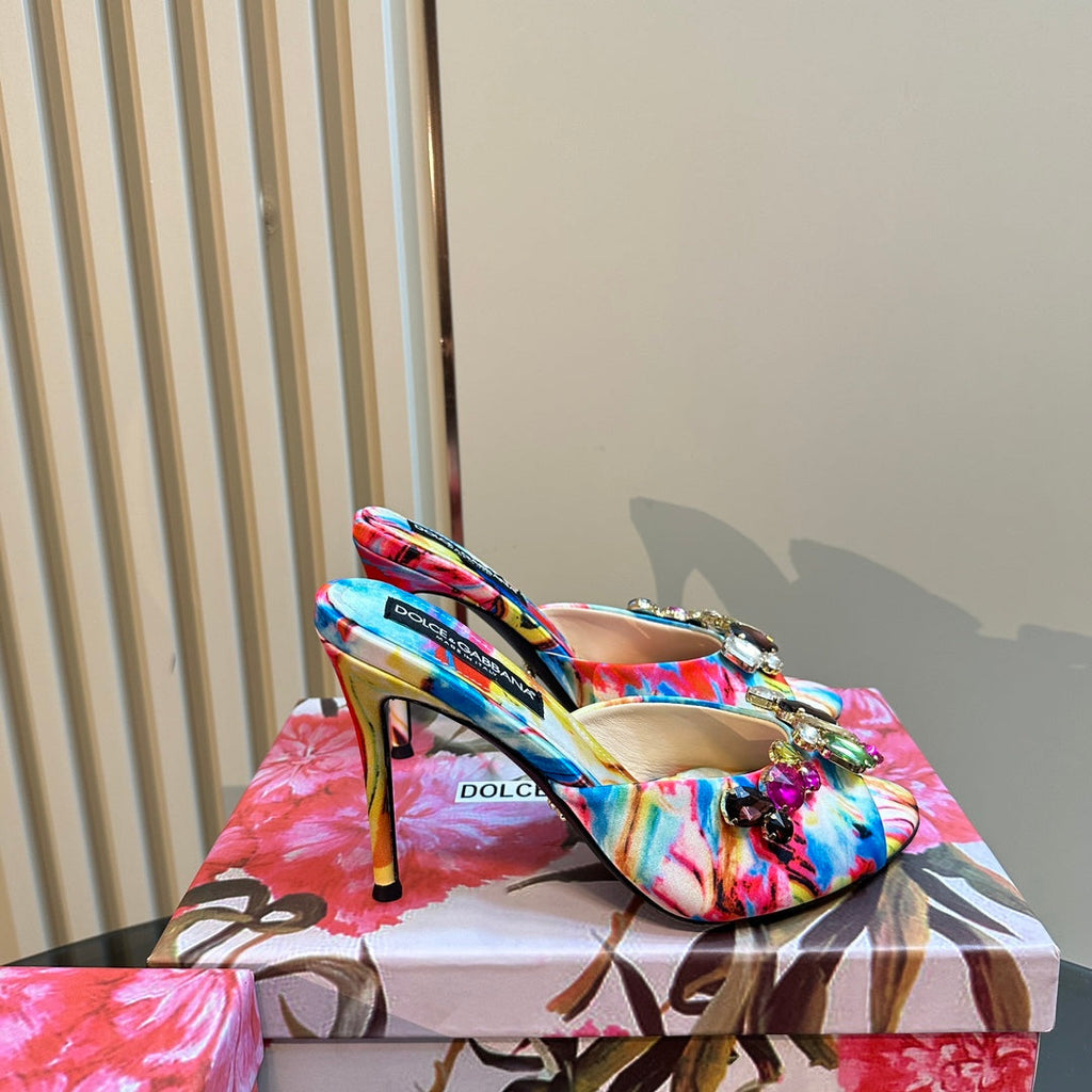 DC Rhinestones Keira Mules Muticolor Denim & Sheepskin 921015