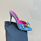 DC Rhinestones Keira Mules Blue Denim & Sheepskin 921017