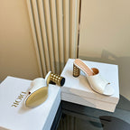 CD Icon Heeled Slide 95mm White Calfskin