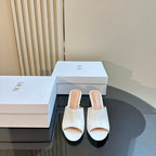 CD Icon Heeled Slide 95mm White Calfskin