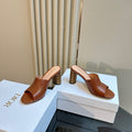 CD Icon Heeled Slide 95mm Brown Calfskin