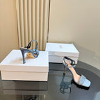 CD Dway Heeled Sandal 105mm Blue Silk And Lambskin