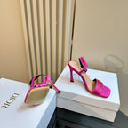 CD Dway Heeled Sandal 105mm Dark Pink Silk And Lambskin