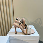 CD Dway Heeled Sandal 105mm Beige Silk And Lambskin