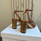 CD Icon Heeled Sandal 95mm Brown Calfskin