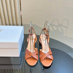 CD Icon Heeled Sandal 95mm Brown Calfskin