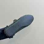 Alaia Strass Suede Ballet Flats In Dark Green 999318