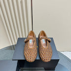 Alaia Strass Suede Ballet Flats In Brown 999324
