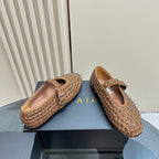 Alaia Strass Suede Ballet Flats In Brown 999324