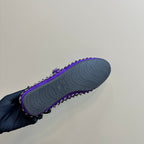 Alaia Strass Suede Ballet Flats In Purple 999326