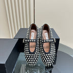 Alaia Strass Suede Ballet Flats In Black 999314